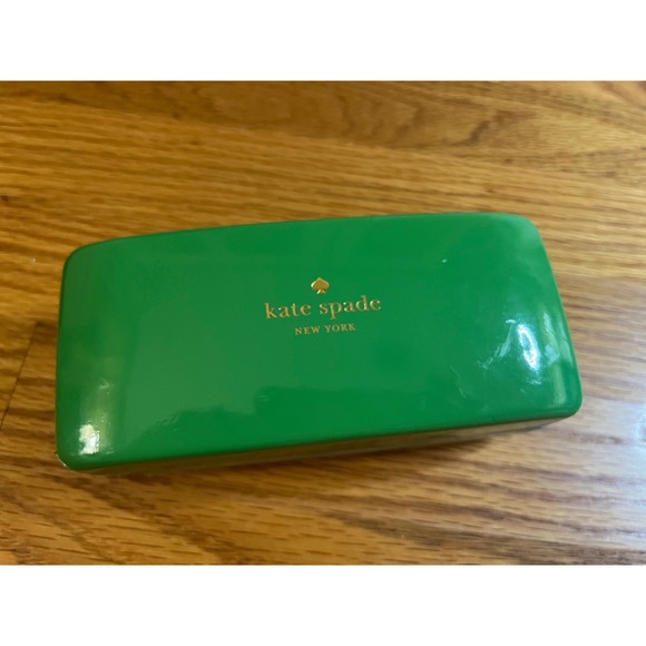 Kate Spade New York Green Eyeglasses Case Gold Logo Fun Interior Design - Picture 1 of 3